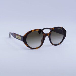 Moschino MOS126/S 005L 9K Sunglasses Havana Round Frame, Green Lenses
